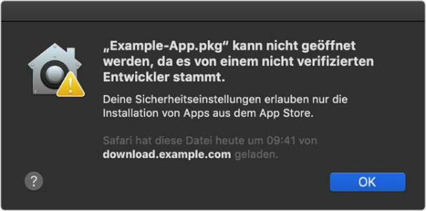 macOS Hinweis