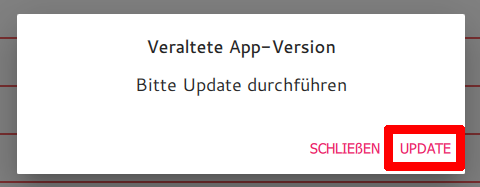 Update Warnung
