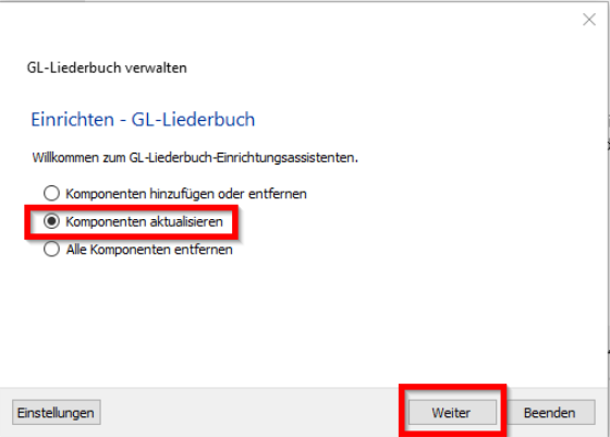 Komponenten aktualisieren